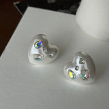 [92.5silver] Jewel heart earring