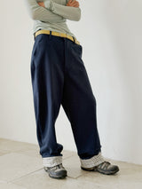 WIDE CUFFS COTTON PANTS (BLUE)