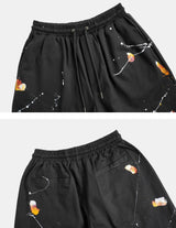 ユニークペインティングボタンワイドパンツ