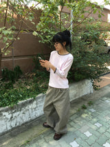 26SS★ [BAONHAUS] ケトロン カラーマッチング スリークォータースリーブ Tシャツ