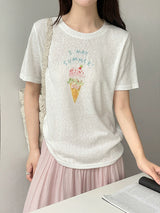 アイスクリームグラフィックライトウェイトサマーTシャツ