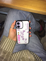 i <333 love glass silver bumper phone case (white)