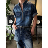 [PREMIUM] Western denim anorak shirts (2color)