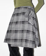 PLAID LAYERED WRAP SKIRT