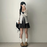 Eon Puff Sleeve V-Neck Ribbon Cardigan