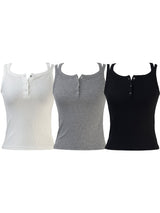 snap echo button sleeveless (3color)