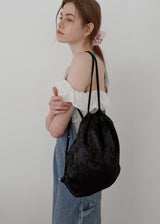 Flower Satin Backpack_Black