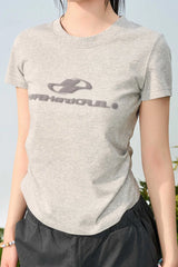 スリムニットロゴクロップTシャツ