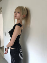 バックレタリングワイドパンツ