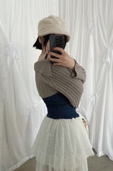 COLLAR BOLERO KNIT CARDIGAN (5COLORS!)