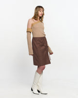 リボンタイスリットスカート _ BROWN