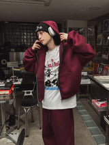 Neoprene semi-crop hooded zip-up