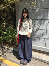 Maroon Side Button Wide Denim Pants