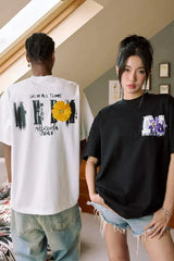 ディストレスロゴフローラルエンブロイダリーTシャツ