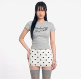 ストレッチコットンスリムショートスリーブTシャツロマンティック メランジ