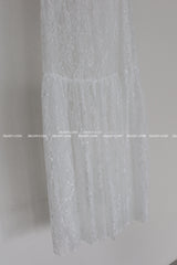 lace see-through flare layered maxi long skirt