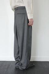 stripe belted slacks