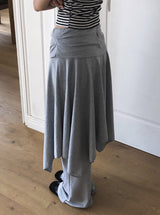 26SS★ [MADE/Skirt+Pants SET] Forin Bootcut Pants Unbalance Shirring Flare Layered Skirt