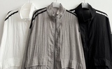 Shelly Gauze Two-Line High-Neck Zip-Up Jumper