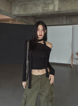 Linna Unbalanced Shoulder Scarf Long Sleeve