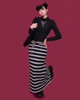 striped wide knit long skirt (4color)