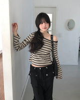Pouch Multi Stripe One-Shoulder Long Sleeve