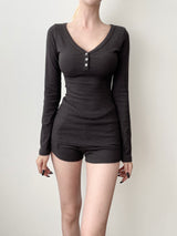 1401. Basic V neck long sleeve T (3color)