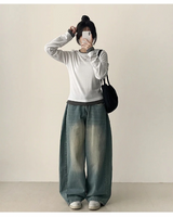 Shea color matching layered slim long sleeve tee