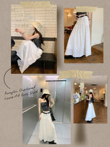 hot sealing plaid white long skirt