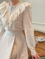 Revcell Ruffle Lace PuffBlouse (Sleeveless Set)