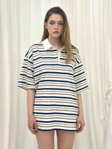 AURORA STRIPE COLLAR T-SHIRT / GREY