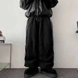 Hey three-line track fleece banding wide pants
