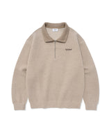 Authentic Logo Knit-Like Half-Zip Oatmeal