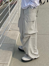 Platinum Grey Nylon Cargo Balloon Pants 2C