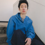 Garment dyed button hoodie / Pigment blue