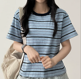 ロビンカラーストライプダンガラ半袖Tシャツ