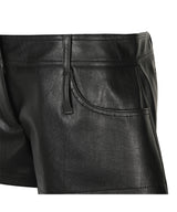 SHIRRING LEATHER SHORTS_BLACK