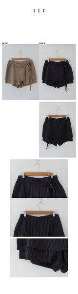 STRIPE ONE STRAP CROP BUSTIER & BUCKLE WRAP SKORT (2COLORS!)