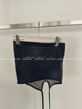 Halterneck Strap Denim Tube Top