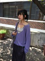 Roel Summer See-Through Deep V-Neck Long Sleeve Tee