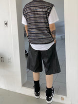 Net see-through dangara v neck knit vest 2C