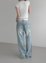 (Unisex) Lumen Double Pocket Washed Denim