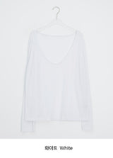 Levui Summer See-through V-Neck Layered Long Sleeve Tee