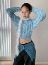 Baby Blue Twisted Long Sleeve Knitwear