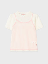 ピンクビスチェリボンTシャツセットアップ