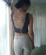 Beaded Strap Draped Cami - Charcoal