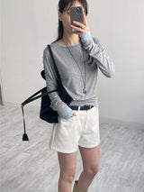 Boatneck Button Loose Fit T-shirt