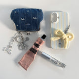 ミニリボンデニムフレームミニバッグ (handmade bag)