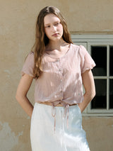 RIBBON STRING BLOUSE PINK