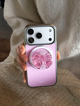 Dotwing Magsafe Silver Glass Bumper Case(Pink)